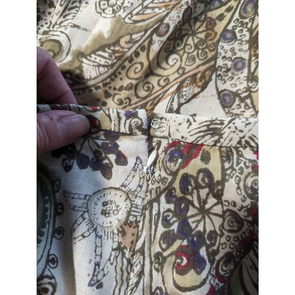 Jones Wear Women's Linen Blend Abstract Paisley Print Retro Look Midi SkirtSz 18 - Picture 5 of 8
